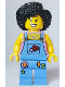 Minifig No: cty1648  Name: Street Performer / Busker - Female, Medium Lavender Top, Medium Blue Overalls and Legs, Black Hair