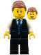 Minifig No: cty1652  Name: Hotel Receptionist - Female, Black Jacket with Tie, Black Legs, Reddish Brown Hair
