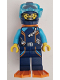 Minifig No: cty1656  Name: Arctic Explorer Diver - Male, Dark Blue Diving Suit and Helmet, Orange Air Tanks and Flippers, Trans-Light Blue Diver Mask, Beard and Glasses