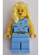 Minifig No: cty1660  Name: Car Driver - Female, Bright Light Blue Knotted Top with Pineapples and Legs, Bright Light Yellow Hair