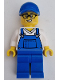 Minifig No: cty1661  Name: Car Cleaner - Male, Blue Overalls over V-Neck Shirt, Blue Legs, Blue Cap, Glasses, Stubble