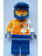 Minifig No: cty1665  Name: Quad Driver - Male, 'ViTA RUSH' Uniform, Dark Blue Legs, Dark Blue Helmet, Safety Glasses