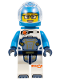 Minifig No: cty1693  Name: Astronaut - Female, White Spacesuit with Dark Azure Arms, Dark Azure Helmet, Dark Azure Backpack, Glasses