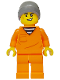 Minifig No: cty1699  Name: Police - City Jail Prisoner Male, Orange Prison Jumpsuit, Dark Bluish Gray Beanie, Scruff Mark
