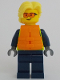 Minifig No: cty1700  Name: Police - City Officer Male, Neon Yellow Safety Vest, Orange Safety Glasses and Life Jacket, Bright Light Yellow Hair