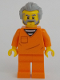 Minifig No: cty1701  Name: Police - City Jail Prisoner Male, Orange Prison Jumpsuit, Light Bluish Gray Hair, Beard and Sideburns