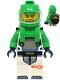 Minifig No: cty1706  Name: Astronaut - Male, White Spacesuit with Bright Green Arms, Bright Green Helmet, Bright Green Backpack with Solar Panel, Goatee