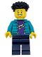 Minifig No: cty1719  Name: Race Photographer - Male, Dark Turquoise Jacket, Dark Blue Legs, Black Coiled Hair