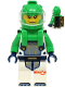 Minifig No: cty1726  Name: Astronaut - Female, White Spacesuit with Bright Green Arms, Bright Green Helmet, Bright Green Backpack with Solar Panel and Plate with Clip