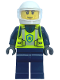 Minifig No: cty1730  Name: Police - City Officer Male, Neon Yellow Safety Vest, White Helmet, Trans-Clear Visor