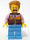 Minifig No: cty1734  Name: Camper - Male, Reddish Brown Jacket, Medium Blue Legs, Medium Nougat Tousled Hair