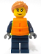 Minifig No: cty1736  Name: Police - City Officer Female, Neon Yellow Safety Vest, Orange Life Jacket, Nougat Hair