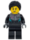 Minifig No: cty1742  Name: Race Car Driver - Female, Racing Suit with Hawk Head Logo, Black Legs, Black Braided Hair with Knot Bun