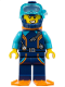 Minifig No: cty1768  Name: Arctic Explorer Diver - Female, Dark Blue Diving Suit and Helmet, Orange Air Tanks and Flippers, Trans-Light Blue Diver Mask, Scared