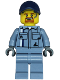 Minifig No: cty1773  Name: Tow Truck Driver - Male, Sand Blue Mechanic Shirt, Sand Blue Legs, Dark Blue Cap