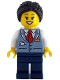 Minifig No: cty1781  Name: Tram Driver - Female, Sand Blue Vest, Dark Blue Legs, Black Hair