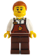 Minifig No: cty1785  Name: Barista - Female, Reddish Brown Apron with Cup and Name Tag, Reddish Brown Legs, Dark Orange Hair