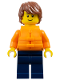 Minifig No: cty1791  Name: Man - Reddish Brown Hair, Orange Jacket and Life Jacket, Dark Blue Legs