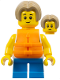 Minifig No: cty1792  Name: Child - Boy, White Tank Top with Dark Azure Sailboat, Dark Azure Short Legs, Dark Tan Bowl Cut Hair, Orange Life Jacket