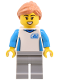 Minifig No: cty1803  Name: Robot World Attendant - Female, White Uniform Jersey, Light Bluish Gray Legs, Nougat Hair