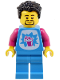 Minifig No: cty1804  Name: Robot World Slushy Vendor - Male, Dark Azure Shirt and Legs, Black Hair