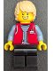 Minifig No: cty1810  Name: Forklift Driver - Male, Red Vest over Sand Blue Shirt, Dark Blue Legs, Tan Hair