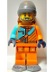 Minifig No: cty1825  Name: Arctic Explorer - Male, Orange and Medium Azure Jacket, Dark Bluish Gray Beanie and Snowshoes, Reddish Brown Backpack