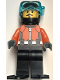 Minifig No: cty1872  Name: Diver - Male, Reddish Orange Wetsuit, Black Legs, Helmet, Air Tanks and Flippers, Trans-Light Blue Visor, Dark Brown Stubble
