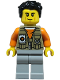 Minifig No: cty1876  Name: Adventurer - Male, Dark Tan Vest over Orange Shirt, Light Bluish Gray Legs, Black Hair