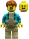 Minifig No: cty1880  Name: Dad - Dark Turquoise Jacket over Dark Purple Shirt, Tan Legs, Dark Orange Hair, Baby Carrier