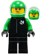 Minifig No: cty1882  Name: Formula 1 Driver, Sauber - Female, Black and Bright Green Racing Suit, Bright Green Helmet, Trans-Clear Visor, Beauty Mark