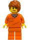 Minifig No: cty1888  Name: Police - City Jail Prisoner Female, Orange Prison Jumpsuit, Dark Orange Short Tousled Hair
