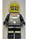 Minifig No: cty1892  Name: Fire - Male, Black Jacket and Legs with Reflective Stripes and Red Collar, Neon Yellow Helmet, Trans-Clear Visor