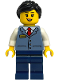 Minifig No: cty1904  Name: Train Driver - Female, Sand Blue Vest over White Shirt, Dark Blue Legs, Black Ponytail
