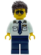 Minifig No: cty1918  Name: Air Ambulance Pilot - Male, Light Aqua Shirt with Tie, Dark Blue Legs, Dark Brown Hair, Sunglasses