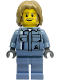 Minifig No: cty1921  Name: Tow Truck Driver - Male, Sand Blue Mechanic Uniform, Sand Blue Legs, Dark Tan Mid-Length Tousled Hair