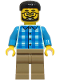 Minifig No: cty1925  Name: Dad - Blue and Dark Azure Plaid Shirt, Dark Tan Legs, Black Hair