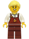 Minifig No: cty1926  Name: Barista - Female, Reddish Brown Apron with Cup and Name Tag, Reddish Brown Legs, Bright Light Yellow Ponytail