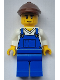 Minifig No: cty1935  Name: Farmer - Male, Blue Overalls over V-Neck Shirt, Blue Legs, Reddish Brown Flat Cap