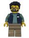 Minifig No: cty1951  Name: Delivery Worker - Male, Dark Blue Bodywarmer over Sand Green Sweater, Dark Tan Legs, Black Hair