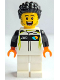 Minifig No: cty1993  Name: Race Car Driver - Male, White, Black and Lime Racing Suit, White Legs, Black Hair