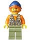Minifig No: cty2013  Name: Fisherman - Dark Tan Vest over Orange Shirt, Olive Green Legs, Dark Blue Beanie, Dark Orange Hair
