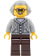 Minifig No: cty2024  Name: Passenger - Male, Light Bluish Gray Knit Cable Cardigan Sweater, Dark Brown Legs, Light Bluish Gray Hair Swept Back