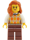 Minifig No: cty2025  Name: Passenger - Female, Tan Knit Argyle Sweater Vest, Reddish Brown Legs, Dark Orange Hair