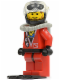 Minifig No: div016  Name: Divers - Red Diver 2, Red Legs with Black Hips, Black Helmet, Brown Bangs, Stubble