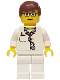 Minifig No: doc021  Name: Doctor - Lab Coat Stethoscope and Thermometer, White Legs, Reddish Brown Male Hair, Glasses