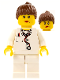 Minifig No: doc036  Name: Doctor - Lab Coat Stethoscope and Thermometer, White Legs, Reddish Brown Female Ponytail Hair, Dual Sided Head
