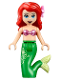 Minifig No: dp057  Name: Ariel, Mermaid (Light Nougat) - Metallic Pink Shell Bra Top, Bright Green Tail with Star and Filigree, Medium Blue Eyes, Bright Pink Flower