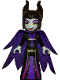 Minifig No: dp106  Name: Maleficent - Mini Doll, Medium Lavender Eye Shadow, Red Lips, Dark Purple Cape