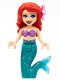 Minifig No: dp151  Name: Ariel, Mermaid (Light Nougat) - Medium Lavender Shell Bra Top, Dark Turquoise Tail, Medium Blue Eyes, Bright Pink Flower